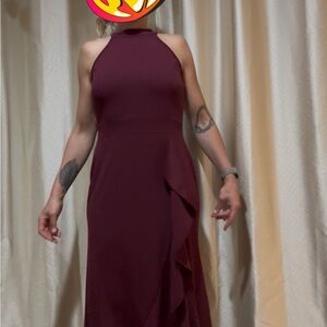 Chic Backless Burgundy Dress